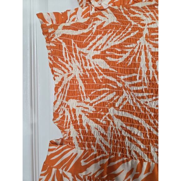 Sincerely Jules Orange Palm Leaf Tiered Cutout Ties Maxi Sundress, Women's Large - Picture 5 of 14